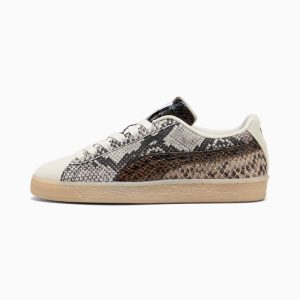 Suede Snake Print Sneakers