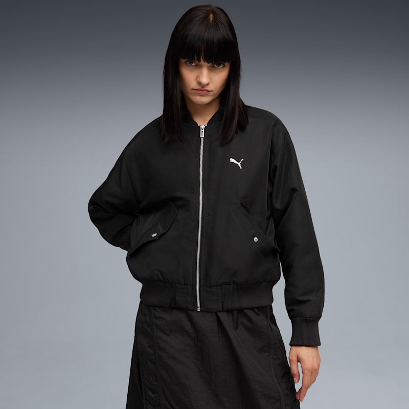 T7 Women's Satin Bomber Jacket