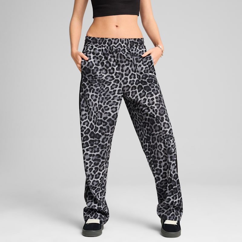 T7 Leopard Luxe Women's Animal Print Straight Sweatpants