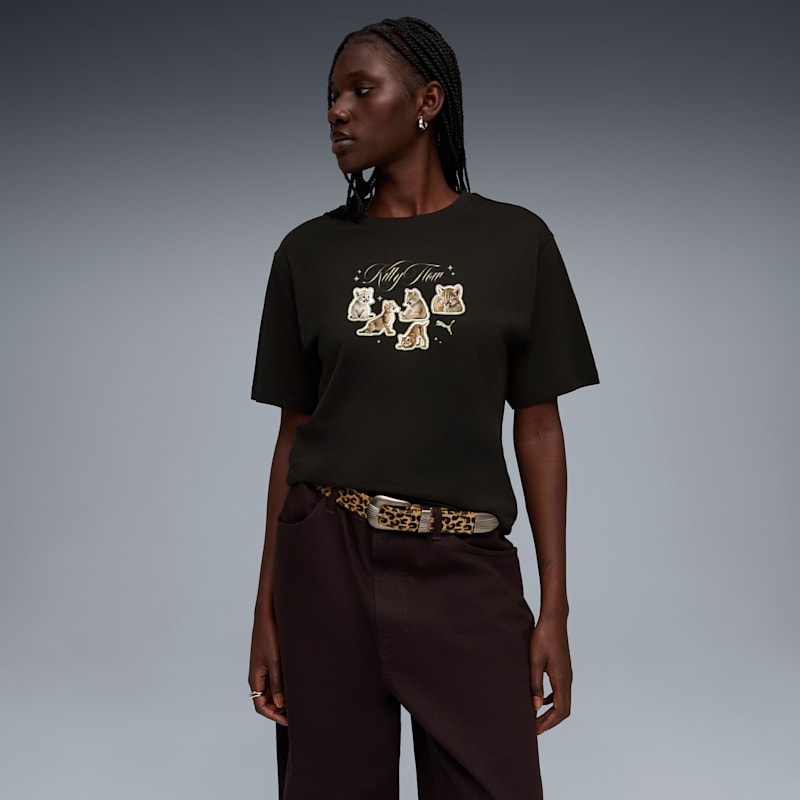 House of Graphics Women's Kitty Sticker Relaxed Tee