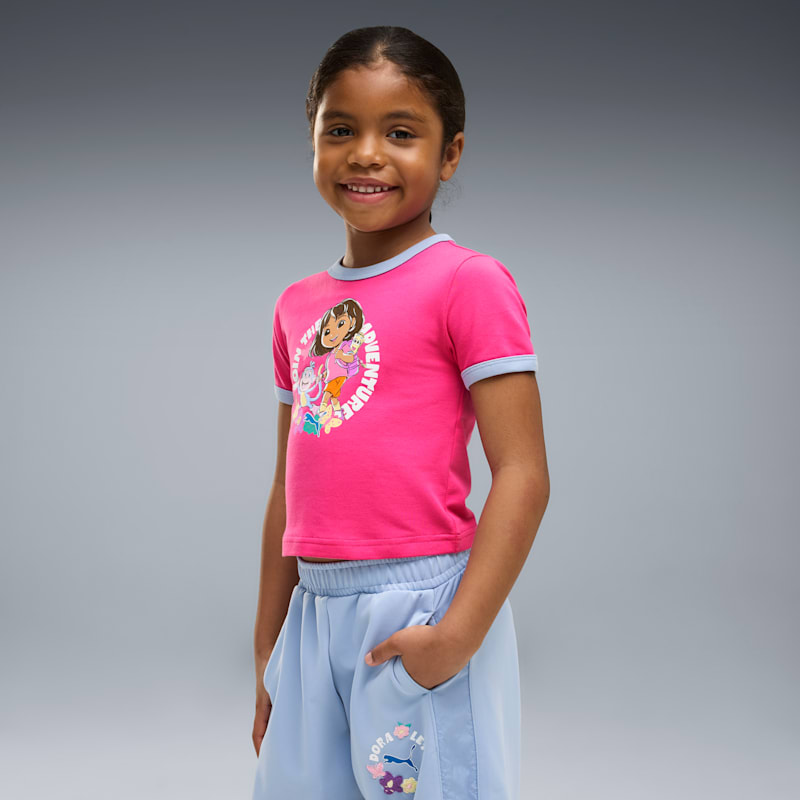 PUMA x DORA THE EXPLORER Little Kids' Slim Ringer Tee - Image 2