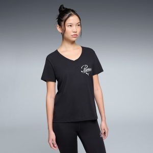 PUMA Essentials Script Women's V-Neck Tee